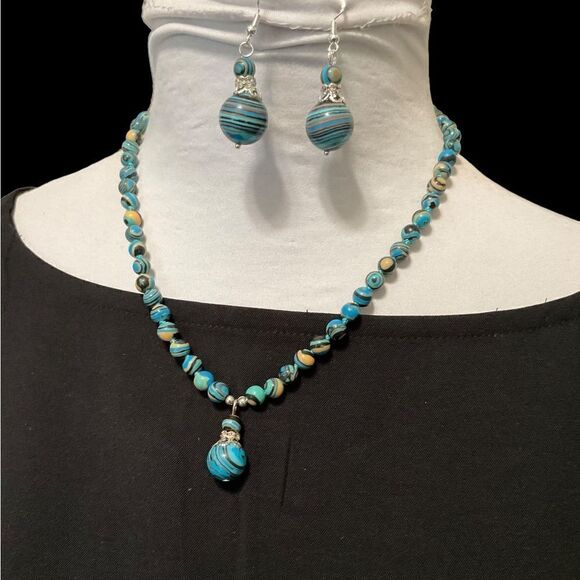 Multi Turquoise (Calcilica) Necklace Earring Set NWT Black Friday sale! - Picture 3 of 11